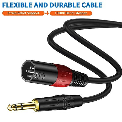 LanSenSu XLR to 1/4 TRS Stereo Adapter Cable, 2 Pack - 6.6ft, Compatible with Mixer, Microphone, XLR, Power Amplifier, Monitor - size: 6.35mm to XLR Male-6.6ft
