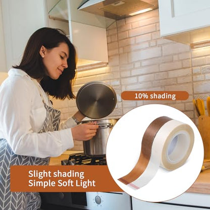 2 Roll Light Dimming Tape, Led Light Strip Tape 0.59 in x 32.8 ft Light Dimming Masking Cover Sticker Soften Lighting Blocking Sticker Fits LED Strips, Cabinet, Cove, TV Backlight (White, Coffee) - color: 1 Brown & 1 White
