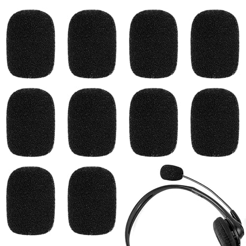 10 Pack Mini Size Lapel Headset Microphone Windscreen Foam Cover, High Density Mic Headset Cover Mini Size Foam Microphone Windscreen for Headset Lavalier Microphones Noise Reduction(Black)