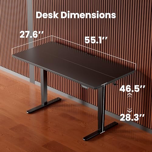 ErGear 55 x 28 Inches Height Adjustable Electric Standing Desk, Sit Stand up Desk, Memory Computer Home Office Desk, Black - color: Black, size: 55 X 28 Inches