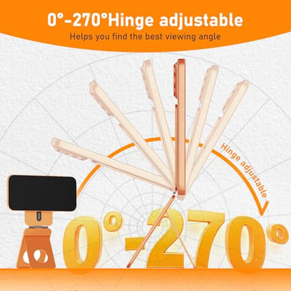 IST IDEA for Magsafe Tripod, Tripod for iPhone Lightweight Aluminum Alloy & Angle Adjustment & Strong Magnets iPhone Tripod Stand Compatible with 17/16/15/14/13/12 (Included Metal Ring) - color: Orange