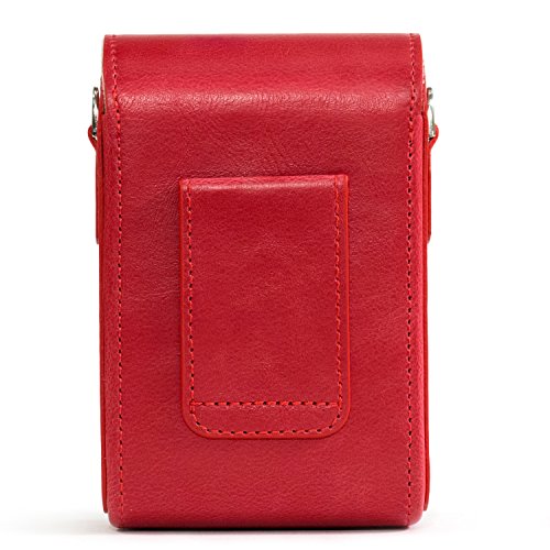 MegaGear Leather Camera Case with Strap Compatible with Canon PowerShot G7 X Mark III, G7 X Mark II, G7 X - MG1216, Red - color: Red