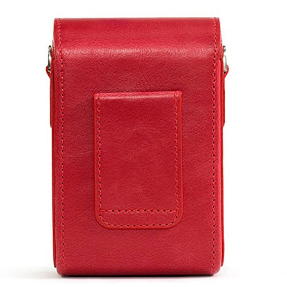 MegaGear Leather Camera Case with Strap Compatible with Canon PowerShot G7 X Mark III, G7 X Mark II, G7 X - MG1216, Red - color: Red