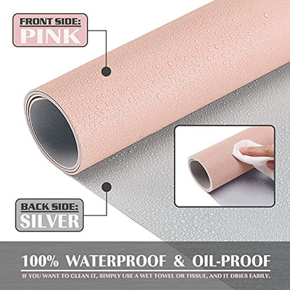 K KNODEL Small Office Leather Desk Mat, Mouse and Keyboard Pad, Computer and Laptop Mat, Desktop Protector and Cover, Writing Pad and Blotter (23.6"x13.8", Pink) - color: Pink, size: 23.6" x 13.8"