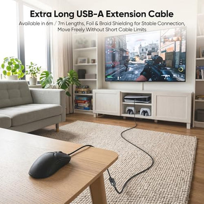 USB Extension Cable Long 20 FT, USB 3.0 Extender Cable 5Gbps Data Transfer and Charging Supported, 20FT USB Male to USB Female Cable for Printer, Scanner, Webcam, Keyboard, Mice, USB hub and Other - size: 20FT
