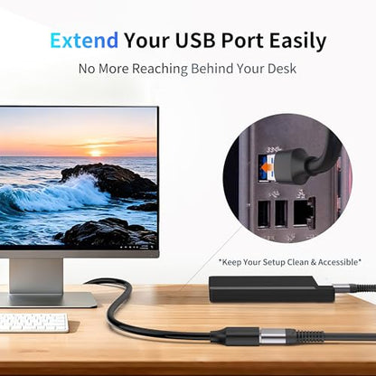 USB 3.0 Extension Cable 3.3FT, USB Extender Cord Male to Female 1Pack | 5Gbps fast data transfer. Ideal for keyboard, mouse, flash drive, printer, hard drive, camera and desktop setup - size: 3.3ft