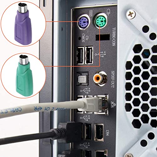 PS/2 to USB A Adapter Male to Female Keyboard Adapter PS-2 Jack to USB A Plug for Mouse and Keyboard, Replacement PS/2 Keyboards Adapters, 4 PCS - color: USB F to PS/2 M