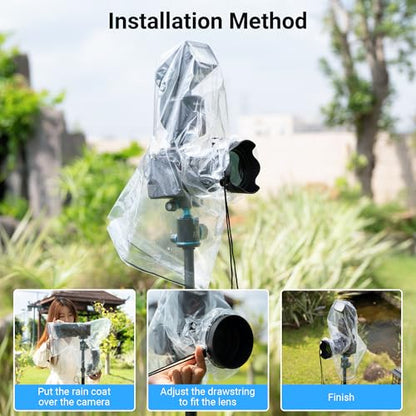 2 Pack Camera Rain Cover with Flash Clear Dust Proof Sleeve Protection for Canon EOS 4000D 1200D 90D 80D 77D 70D 5D 6D 7D Mark II R10 R7 R5 R6 Rp R Rebel T8i T7i T7 T6i SL3 SX70 SX60 HS - color: for Camera w Flash