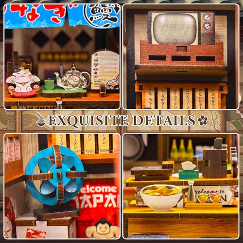 DIY Miniature House Kit, Book Nook Kit Mini Japanese House Bookshelf Decor, Tiny Dollhouse Building Kit for Adults & Teens, Gifts for Family, Friends - style: Sushi Shop