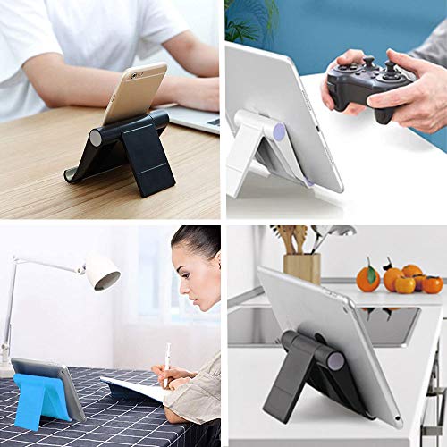 VOVIGGOL 4 Pack Cell Phone Stand for Desk, Foldable Cell Phone Holder Mobile Stand Phone Dock, Adjustable Tablet Stand Holder Compatible with iPhone 12 Pro 11 Xs X 8 iPad Samsung (Black & White) - color: 2 Black & 2 White