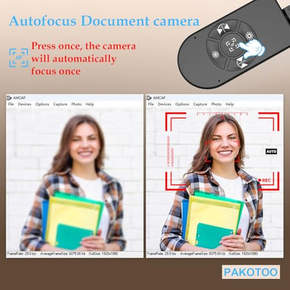 8MP Document Camera, Doc Camera, USB Webcam for Teachers and Classroom, for A3 A4 Size, Built-in Mic, LED Light, Image Inverst, for Windows, Mac, Chromebook, Distance Teaching