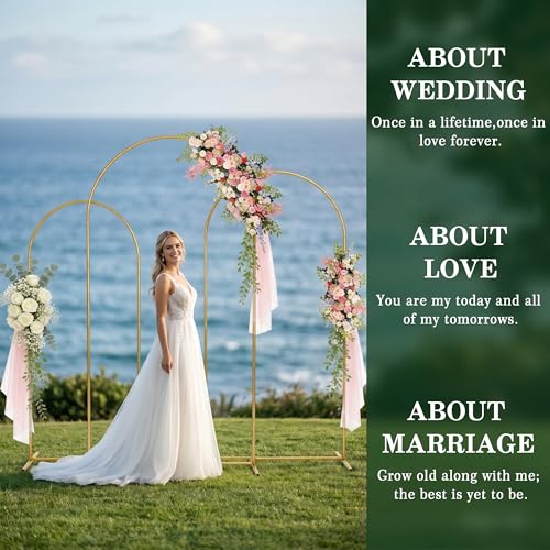Metal Arch Backdrop Stand 7.2FT+6.6FT+6FT: Wedding Arch Frame for Ceremony Balloon Arch Stand for Birthday Anniversary Wedding Party Baby Shower