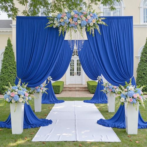 10ftx12ft Wrinkle Free Royal Blue Backdrop Curtain, 2 Panels 12FT Height Royal Blue Wedding Backdrop Drapes, Silky Polyester Back Drop Cloth for Birthday Photography Background Party Backdrop Draping - color: Royal Blue, size: (W)5ft x (H)12ft (2 Panel)