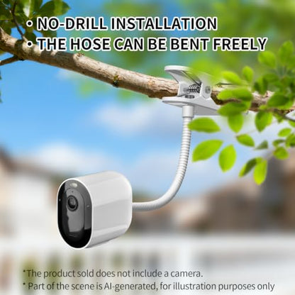 Flexible Clip Mount for Ring Security Camera | Indoor Outdoor Camera and Other Cameras with 1/4 Threaded Hole No Tools or Wall Damage, White