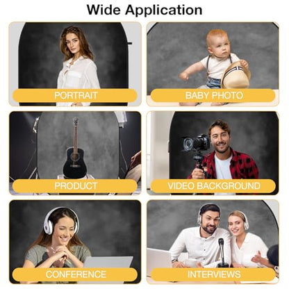 Kate Collapsible Backdrop Pop up Photo Backdrops Folded Grey Black for Photography, for Video, for Broadcast, 5x6.5ft