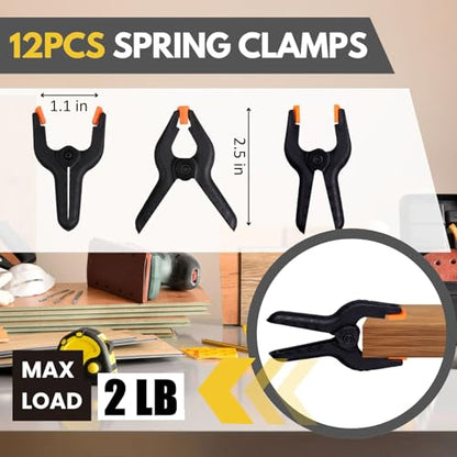 12 Pack 2.5 inch Plastic Spring Clamps, Black Heavy Duty Spring Clips Clamps for Balloon Arch, Crafts, Backdrop Stand, Woodworking, Photography Studios, Home Improvement - color: Black (2.5")
