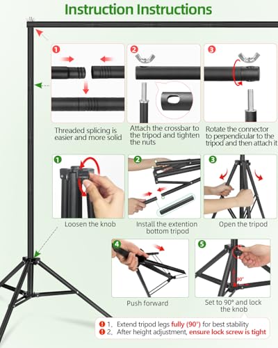Hemmotop Backdrop Stand 11x10ft, Heavy Duty Background Stand Kit with 2 Sandbags, Photo Booth Frame for Wedding, Birthday, Baby Shower, Halloween, Christmas Party Photos, Projector Screen - size: 11x10ft