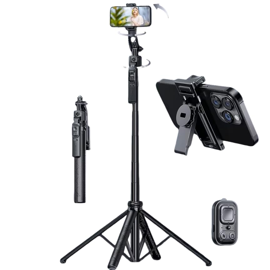 Auto Face Tracking Tripod with Light, 63" Foldable Selfie Stick for iPhone, Phone Tripod Stand with Remote, Phone Holder Tripod for TikTok Content Creator Vlog Video Recording - size: Tracking Tripod with 2 Square Light