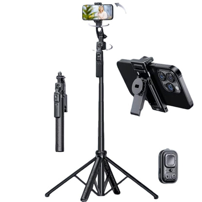 Auto Face Tracking Tripod with Light, 63" Foldable Selfie Stick for iPhone, Phone Tripod Stand with Remote, Phone Holder Tripod for TikTok Content Creator Vlog Video Recording - size: Tracking Tripod with 2 Square Light