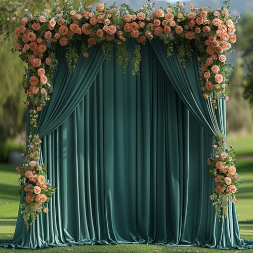 30x10ft Wrinkle Free Hunter Green Backdrop Curtain for Parties Soft Fabric Drapes Wedding Dark Green Curtain Backdrop for Birthday Party Decorations Background for Photography 5x10ft,6 Panels - color: Blackish Green, size: W5' X H10'(6 Panels)