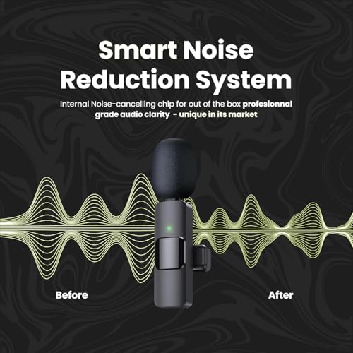 4in1 Wireless Lavalier Microphone for iPhone, iPad, Android, Camera，computers;mini Noise Reduction Recording Mic 2.4G Ultra-Low Delay,with storage box for Live Stream Content Creators Podcast