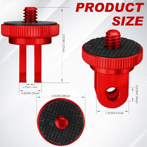 Frienda 4 Pieces Aluminum Camera Tripod Mount Adapter 1/4-20 Conversion Adapter for Tripod Compatible with GoPro Action Cameras and Other Standard 1/4 Accessories(Red) - color: Red
