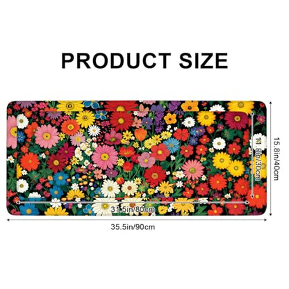 Mouse Pad, Large Anti-Slip with Stitched Edges Desk Mat Desktop Laptop Computer Desk Keyboard Mat,Table Protector Blotter Mat (Flower, 35.4" x 15.7") - color: Flower, size: 35.4" x 15.7"