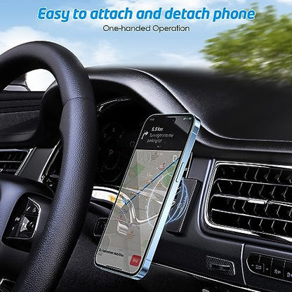 Magnetic Phone Car Mount, Universal Stick On Rectangle Flat Dashboard Magnetic Car Mount Holder, for Cell Phones and Mini Tablets -Extra Strong with 10 Magnets!