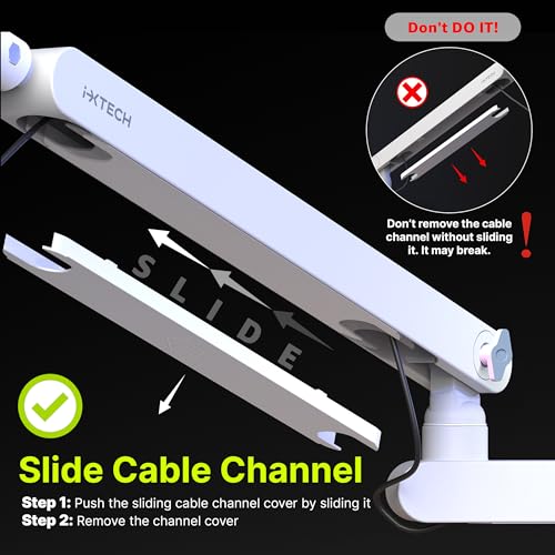 IXTECH White Microphone Boom Arm Stand Low Profile Boom Arm Adjustable Mic Stand with Built In Cable Management 360° Swivel Mic Arm. - color: 2 LIZARD