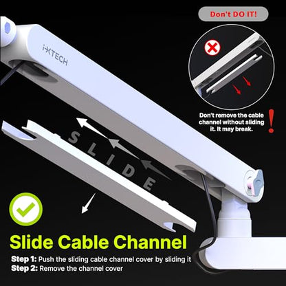 IXTECH White Microphone Boom Arm Stand Low Profile Boom Arm Adjustable Mic Stand with Built In Cable Management 360° Swivel Mic Arm. - color: 2 LIZARD