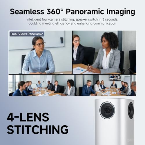 SVBONY A1 AI-Powered 360°Conference Camera,Speaker Tracking & Auto Framing, 1080P Video,AI Noise Cancellation, 16.5ft Microphone Pickup Meeting Room Camera,Compatible with Zoom,Teams & Google Meet