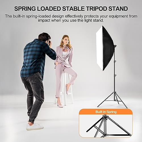 EMART 2 Pack Heavy Duty Light Stand 8.5ft, Spring Cushioned, Aluminum Construction, Photo Video Studio Tripod with Carrying Bag for Photography Lighting, Softbox, Flash - size: 2 Pack