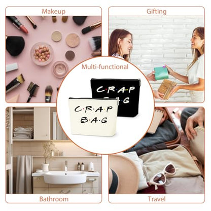 2 PCS Friend Gifts Makeup Bag, Best Friend Birthday Gifts, Funny Friends Theme Cosmetic Bags, Sister Christmas Graduation Friendship Gift for Women Men Best Friends Mom, Black White Travel Organizer - color: Multicolor 0082