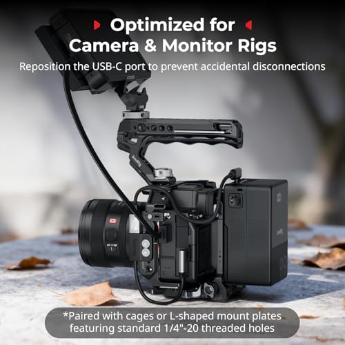 SMALLRIG USB-C Cable Male to Female [20Gbps, 240W], with 1/4''-20 Screws for Camera Cage, L-Shape Mount Plate, USB 3.2 Gen 2x2 Fast Data Transfer & Power Delivery Cable - 5595 - style: Male to Female（Angled）