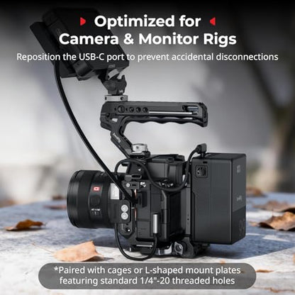 SMALLRIG USB-C Cable Male to Female [20Gbps, 240W], with 1/4''-20 Screws for Camera Cage, L-Shape Mount Plate, USB 3.2 Gen 2x2 Fast Data Transfer & Power Delivery Cable - 5595 - style: Male to Female（Angled）