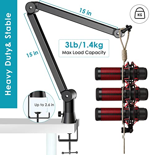 Mic Boom Arm Stand Compatible with Shure SM7B, MV7, Blue Yeti Mic, Fifine microphone, HyperX QuadCast Mic and Most Microphones, Premium Microphone Arm by YOUSHARES - color: Boom Arm for Microphone