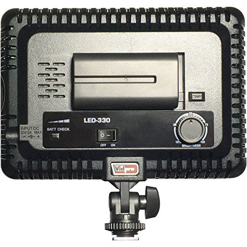 Vidpro LED-330 Photo and Video Light Kit - On Camera Panel LED Light - Adjustable and Dimmable Light Fits Cameras Video Camcorders and DLSR w/Hot Shoe Includes Rechargeable Battery Diffuser and More - size: LED-330