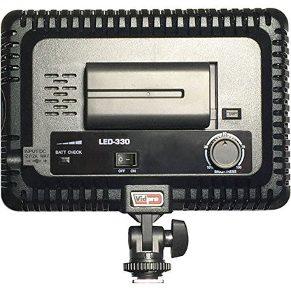 Vidpro LED-330 Photo and Video Light Kit - On Camera Panel LED Light - Adjustable and Dimmable Light Fits Cameras Video Camcorders and DLSR w/Hot Shoe Includes Rechargeable Battery Diffuser and More - size: LED-330