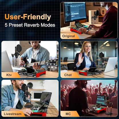 podcast equipment bundle, live sound card, streaming audio mixer, Podcast microphone bundle for PC/mobile live streaming, singing, gaming, soundboard with voice changer and noise reduction function