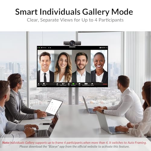 AV Access 4K Conference Room Camera - 1/1.8" CMOS, Gesture Control, Auto Framing, Presenter Tracking, Individuals Gallery, Dual Noise-Canceling Mics, Privacy Cover, 120° FOV, ePTZ 5X Zoom Webcam - size: 90