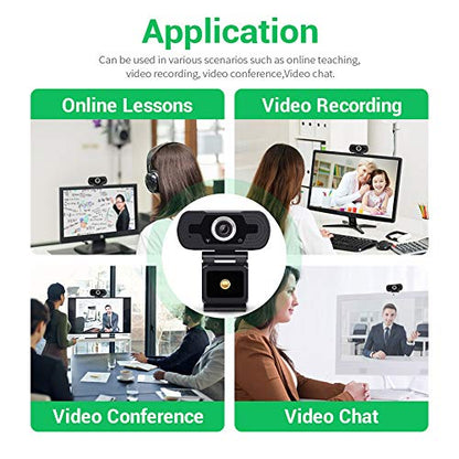 1080P USB Webcam with Mic PC Camera for Video Calling & Recording Video Conference/Online Teaching/Business Meeting Compatible with Computer Desktop Laptop MacBook for Windows Android iOS