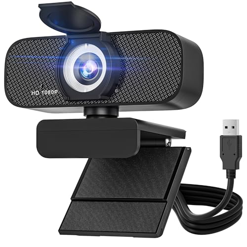 Webcam for PC with Microphone, 1080P Computer Camera with Auto-Focus & Low Light Correction, Plug & Play USB Camera for Laptop/Desktop, Noise-Reducing Mic for Zoom/Skype/Teams/Online Classes