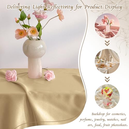 RUDONG M Satin Photography Backdrop, Beige, 3.3x2.5ft | Wrinkle-Free, Silky Fabric, For Jewelry/Cosmetics/Flat Lay/Studio, 100x75cm - color: Beige