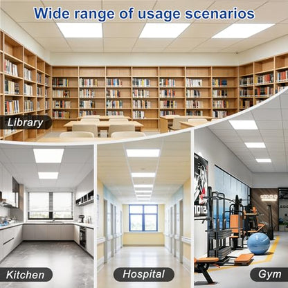 AIKVSXER 2x2 LED Flat Panel Light with Wireless Switch & App Control 6Pack | 50W 5500LM ,3000K-6500K,Night Light Mode,10-100% Dimmable,Recessed 2x2 LED Drop Ceiling Light for Office Home & Schools
