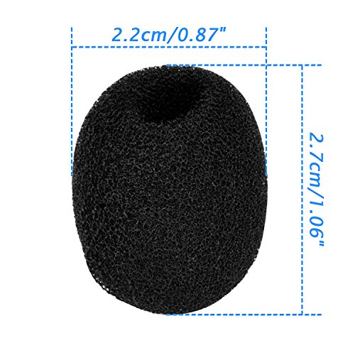 eBoot 5 Pack Mini-size Lapel Headset Microphone Windscreen, Black