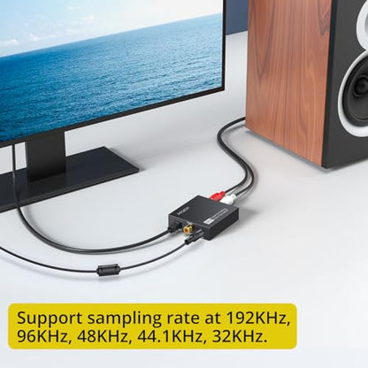 PROZOR 192KHz Digital to Analog Audio Converter DAC Digital Optical to RCA Analog L/R Converter, SPDIF Toslink Optical to 3.5mm Jack Adapter for PS3 HD DVD PS4 Amp Apple TV Home Cinema -Aluminum Alloy - size: Aluminum Alloy Shell, style: 2.0CH PCM