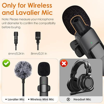 8 Packs Foam Microphone Windscreen & Mic Clip, Wireless Lavalier Mic Sponge, Mic Cover with Clip to Reduce Plosive and Better Highlight the Vocals, Washable and Windproof Wind Screen - size: Windscreen 4PC & Clip 4PC