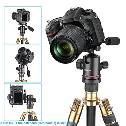 Neewer Heavy Duty Camera Tripod Ball Head with Handle and 1/4 inch Quick Shoe Plate, 360 Degree Panoramic Head for Tripod, Monopod, Slider, DSLR Camera, Camcorder, Load up to 17.6 pounds/8 kilograms - style: GM-HD