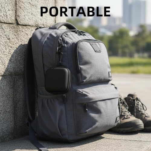 Earbud Case Portable EVA Storage Bag Cell Phone Accessories Organizer with Carabiner for Wired/Wireless Earphone, Earbud, Earpieces, SD Memory Card, Camera Chips, Tech Pouch, Black