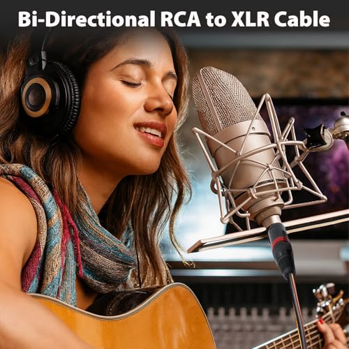 Cyberguys! RCA to XLR Cable, 2 XLR to RCA Bi-Directional Audio Cords, Shielded with OxygenFree Copper, Gold-Plated & Nickel-Plated Connectors, Compatible with Mixer Amplifier Speaker Sound Card, 6 FT